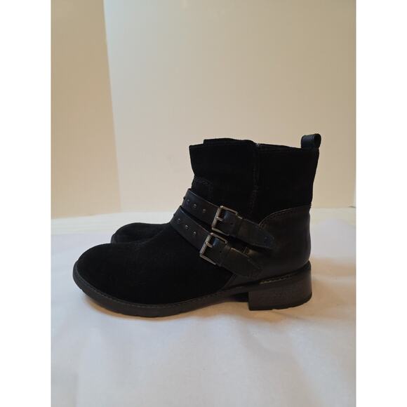 Clarks Swansea Ankle Boots Black Suede 9 M Side Zip - Picture 9 of 14